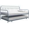 imageNovogratz Bright Pop Full Metal Daybed with Twin Trundle Bed BlackStone Blue
