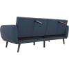 imageNovogratz Brittany 815quot Futon Sofa Bed and Couch Sleeper Ivory BoucleBlue Linen