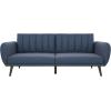 imageNovogratz Brittany 815quot Futon Sofa Bed and Couch Sleeper Ivory BoucleBlue Linen