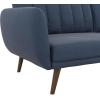 imageNovogratz Brittany 815quot Futon Sofa Bed and Couch Sleeper Ivory BoucleBlue Linen