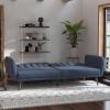 imageNovogratz Brittany 815quot Futon Sofa Bed and Couch Sleeper Ivory BoucleBlue Linen