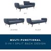 imageNovogratz Brittany 815quot Futon Sofa Bed and Couch Sleeper Ivory BoucleBlue Linen