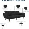 imageNovogratz Brittany 815quot Futon Sofa Bed and Couch Sleeper Ivory BoucleDark Gray