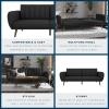imageNovogratz Brittany 815quot Futon Sofa Bed and Couch Sleeper Ivory BoucleDark Gray