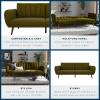 imageNovogratz Brittany 815quot Futon Sofa Bed and Couch Sleeper Ivory BoucleGreen