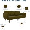 imageNovogratz Brittany 815quot Futon Sofa Bed and Couch Sleeper Ivory BoucleGreen