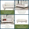 imageNovogratz Brittany 815quot Futon Sofa Bed and Couch Sleeper Ivory BoucleIvory Boucle