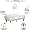 imageNovogratz Brittany 815quot Futon Sofa Bed and Couch Sleeper Ivory BoucleIvory Boucle