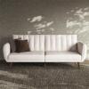 imageNovogratz Brittany 815quot Futon Sofa Bed and Couch Sleeper Ivory BoucleIvory Boucle