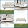 imageNovogratz Brittany 815quot Futon Sofa Bed and Couch Sleeper Ivory BoucleIvory Corduroy