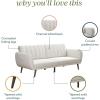 imageNovogratz Brittany 815quot Futon Sofa Bed and Couch Sleeper Ivory BoucleIvory Corduroy