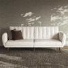 imageNovogratz Brittany 815quot Futon Sofa Bed and Couch Sleeper Ivory BoucleIvory Corduroy