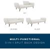 imageNovogratz Brittany 815quot Futon Sofa Bed and Couch Sleeper Ivory BoucleLight Gray