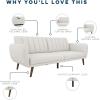 imageNovogratz Brittany 815quot Futon Sofa Bed and Couch Sleeper Ivory BoucleLight Gray