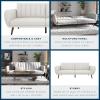 imageNovogratz Brittany 815quot Futon Sofa Bed and Couch Sleeper Ivory BoucleLight Gray
