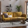 imageNovogratz Brittany 815quot Futon Sofa Bed and Couch Sleeper Ivory BoucleMustard