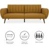imageNovogratz Brittany 815quot Futon Sofa Bed and Couch Sleeper Ivory BoucleMustard