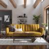 imageNovogratz Brittany 815quot Futon Sofa Bed and Couch Sleeper Ivory BoucleMustard
