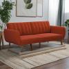 imageNovogratz Brittany 815quot Futon Sofa Bed and Couch Sleeper Ivory BouclePersimmon Linen