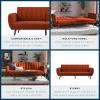 imageNovogratz Brittany 815quot Futon Sofa Bed and Couch Sleeper Ivory BouclePersimmon Linen