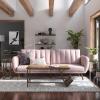 imageNovogratz Brittany 815quot Futon Sofa Bed and Couch Sleeper Ivory BouclePink
