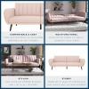 imageNovogratz Brittany 815quot Futon Sofa Bed and Couch Sleeper Ivory BouclePink