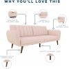 imageNovogratz Brittany 815quot Futon Sofa Bed and Couch Sleeper Ivory BouclePink