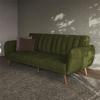 imageNovogratz Brittany 815quot Futon Sofa Bed and Couch Sleeper Ivory BoucleSage Green Corduroy