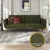 imageNovogratz Brittany 815quot Futon Sofa Bed and Couch Sleeper Ivory BoucleSage Green Corduroy