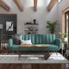 imageNovogratz Brittany 815quot Futon Sofa Bed and Couch Sleeper Ivory BoucleTeal