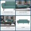 imageNovogratz Brittany 815quot Futon Sofa Bed and Couch Sleeper Ivory BoucleTeal
