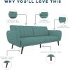 imageNovogratz Brittany 815quot Futon Sofa Bed and Couch Sleeper Ivory BoucleTeal