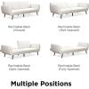 imageNovogratz Brittany 815quot Futon Sofa Bed and Couch Sleeper Ivory BoucleWhite Faux Leather