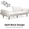 imageNovogratz Brittany 815quot Futon Sofa Bed and Couch Sleeper Ivory BoucleWhite Faux Leather