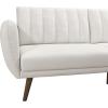 imageNovogratz Brittany 815quot Futon Sofa Bed and Couch Sleeper Ivory BoucleWhite Faux Leather
