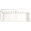 imageNovogratz Brittany 815quot Futon Sofa Bed and Couch Sleeper Ivory BoucleWhite Faux Leather