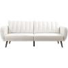 imageNovogratz Brittany 815quot Futon Sofa Bed and Couch Sleeper Ivory BoucleWhite Faux Leather