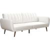 imageNovogratz Brittany 815quot Futon Sofa Bed and Couch Sleeper Ivory BoucleWhite Faux Leather