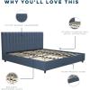 imageNovogratz Brittany Upholstered Bed Daybed Twin GrayBlue Linen