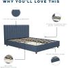 imageNovogratz Brittany Upholstered Bed Daybed Twin GrayBlue Linen