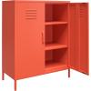 imageNovogratz Cache 2 Door Metal Locker Style Storage Accent Cabinet Orange