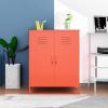 imageNovogratz Cache 2 Door Metal Locker Style Storage Accent Cabinet Orange