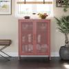 imageNovogratz Channing 2 Door Accent CabinetMesh Metal Locker Kelly GreenTerracotta