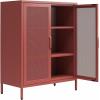 imageNovogratz Channing 2 Door Accent CabinetMesh Metal Locker Kelly GreenTerracotta