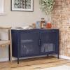imageNovogratz Channing 2 Door Storage CabinetMesh Metal Locker NavyNavy
