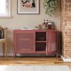imageNovogratz Channing 2 Door Storage CabinetMesh Metal Locker NavyTerracotta