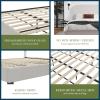 imageNovogratz Eloise Upholstered Platform Bed Frame with Tall 56quot Button Tufted Headboard Queen Navy Blue ChenilleIvory
