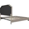 imageNovogratz Eloise Upholstered Platform Bed Frame with Tall 56quot Button Tufted Headboard Queen Navy Blue ChenilleIvory