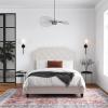 imageNovogratz Eloise Upholstered Platform Bed Frame with Tall 56quot Button Tufted Headboard Queen Navy Blue ChenilleIvory