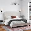 imageNovogratz Eloise Upholstered Platform Bed Frame with Tall 56quot Button Tufted Headboard Queen Navy Blue ChenilleIvory
